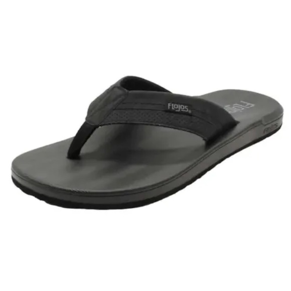 Flojos Men's Flip Flop sandal arch support mesh upper Black NEW - Picture 4 of 5